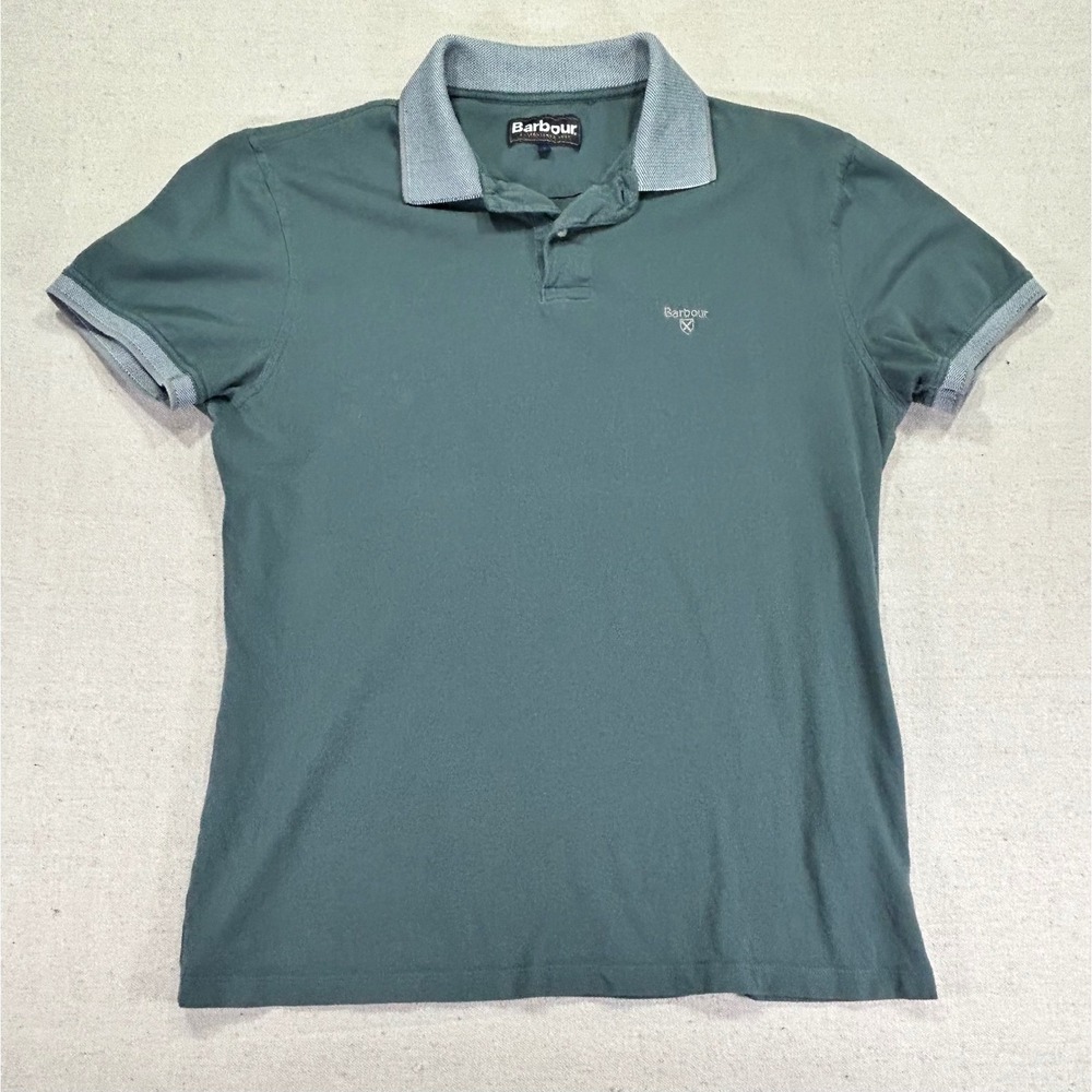 Barbour Women's Large Green Golf Polo Cotton Embroidered Shirt‎